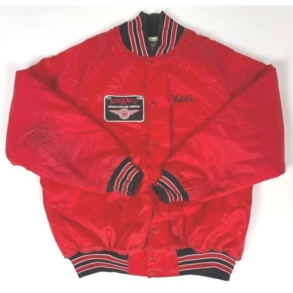 Vintage Advance Transportation Men's Large Red Bomber‎ Jacket
